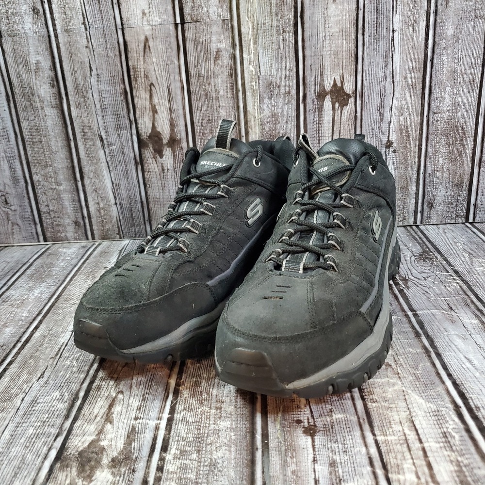 Skechers Men's Sport Energy Downforce Shoes Black Leather Sneakers 50172 Size 14